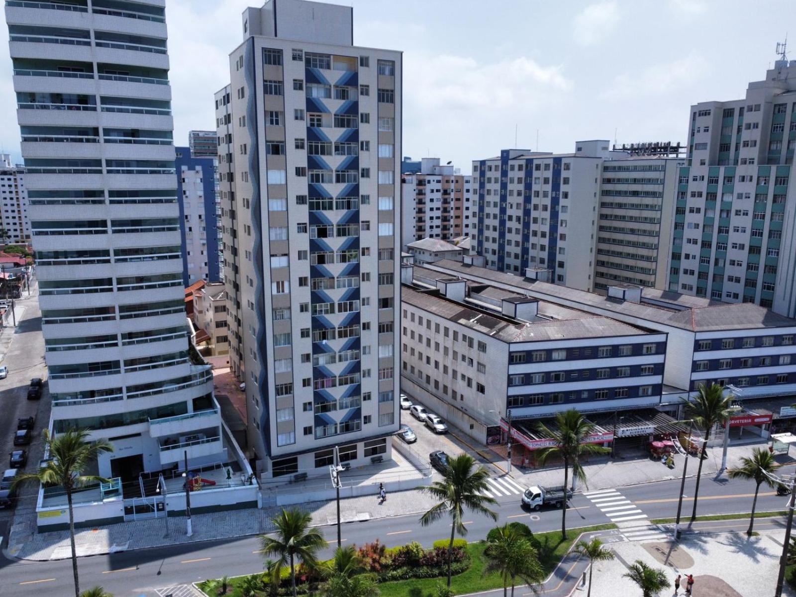 Apto Praia Grande Frente Ao Mar Vista P Praia Kitao Pe Na Areia Guilhermina Bagian luar foto